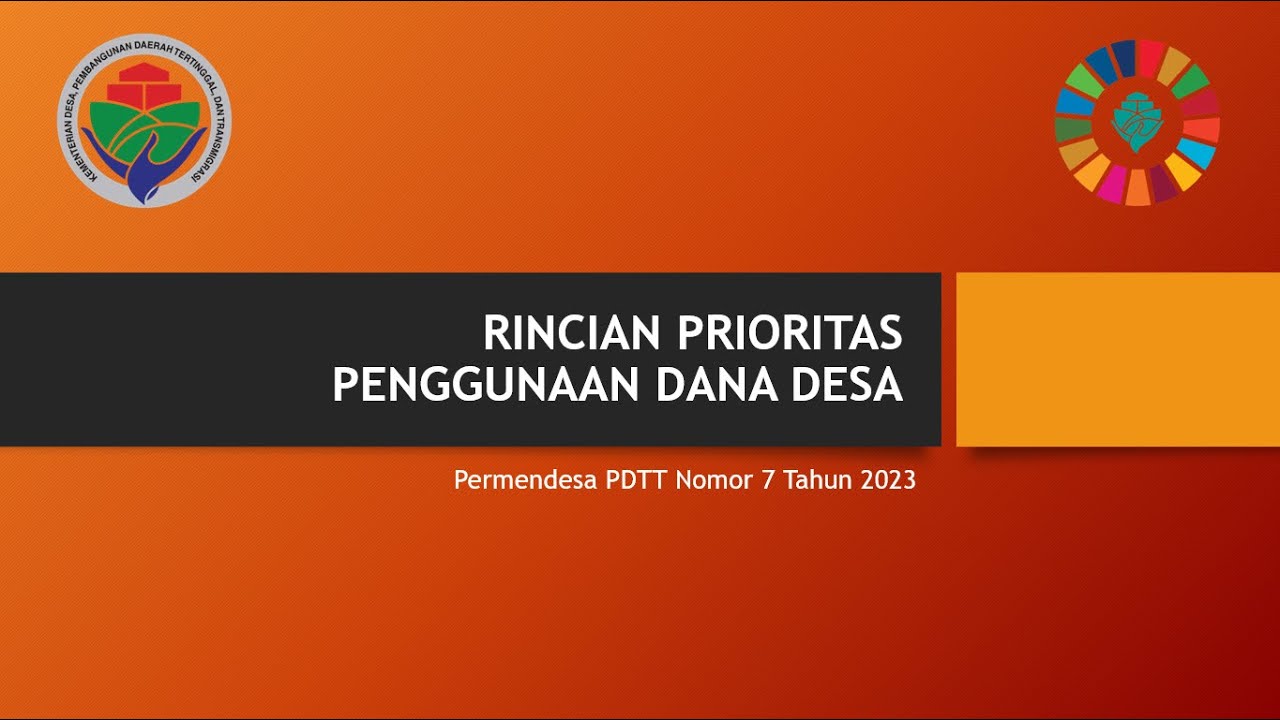 Permendesa PDTT No 7 Tahun 2023 Rincian Prioritas Penggunaan Dana Desa